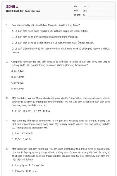 Bài 24: Suất điện động cảm ứng