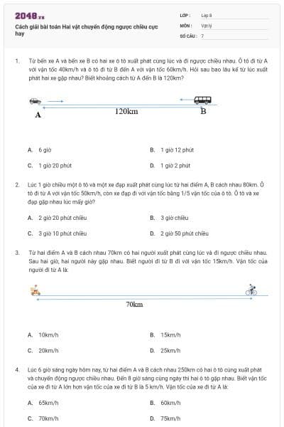 Cách giải bài toán Hai vật chuyển động ngược chiều cực hay