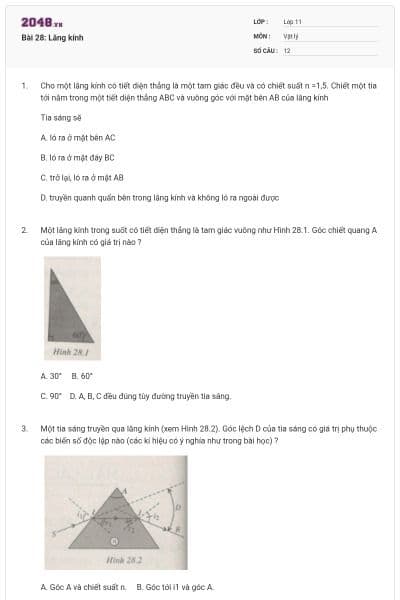 Bài 28: Lăng kính