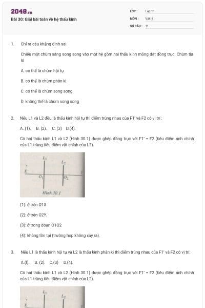 Bài 30: Giải bài toán về hệ thấu kính