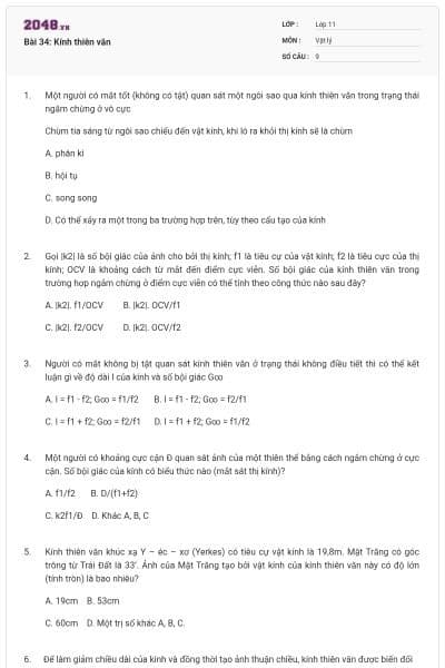 Bài 34: Kính thiên văn