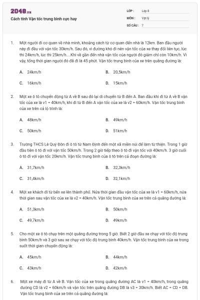 Cách tính Vận tốc trung bình cực hay