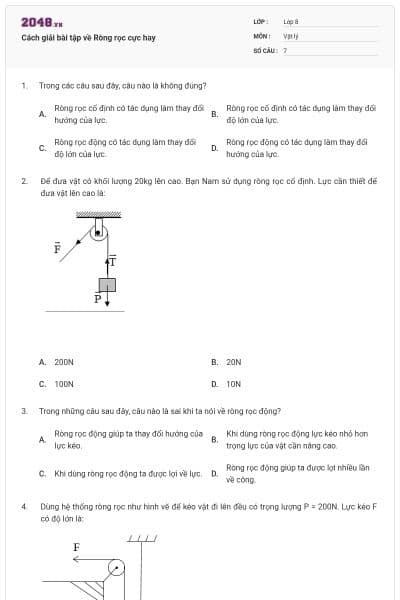 Cách giải bài tập về Ròng rọc cực hay