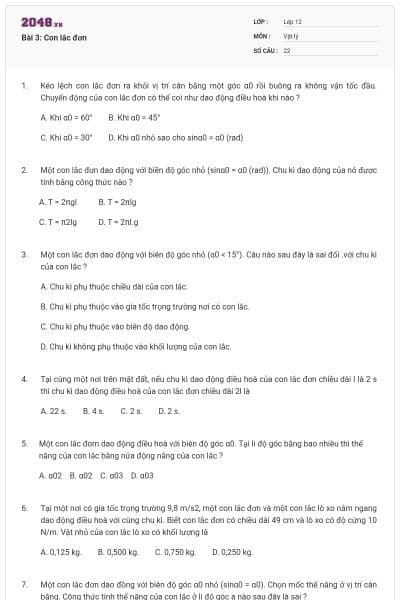 Bài 3: Con lắc đơn