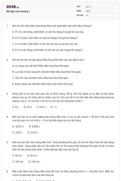 Bài tập cuối chương 1