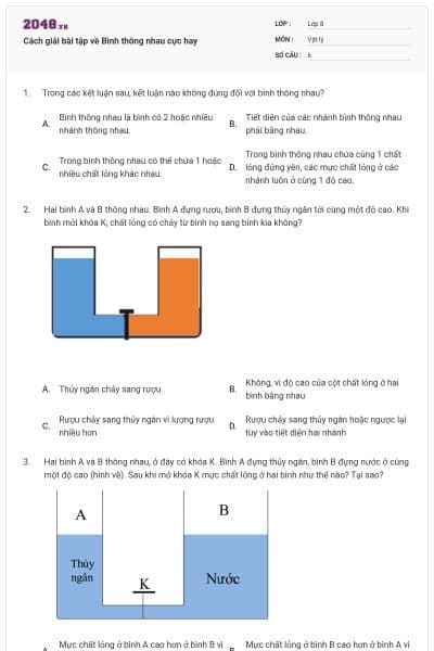Cách giải bài tập về Bình thông nhau cực hay