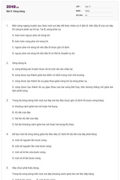 Bài 9: Sóng dừng