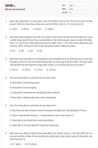 Bài tập cuối chương IV