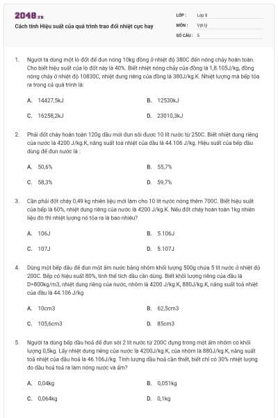 Cách tính Hiệu suất của quá trình trao đổi nhiệt cực hay