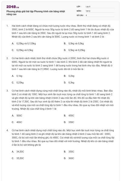 Phương pháp giải bài tập Phương trình cân bằng nhiệt nâng cao