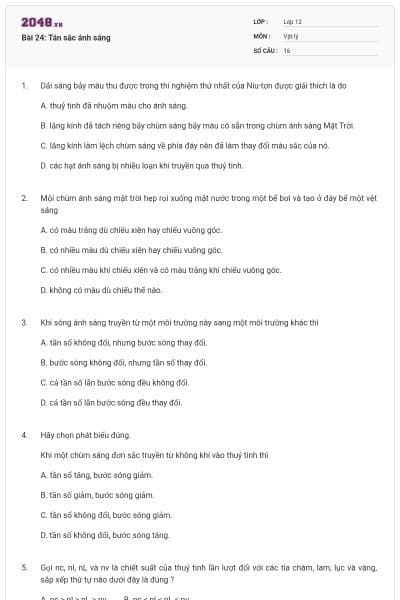 Bài 24: Tán sắc ánh sáng