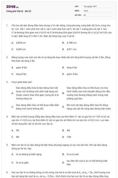 Công phá Vật lý - Đề 22