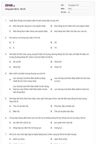 Công phá Vật lý - Đề 24