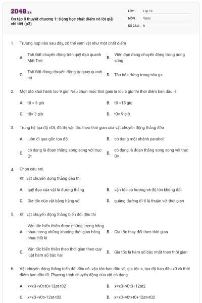 Ôn tập lí thuyết chương 1: Động học chất điểm có lời giải chi tiết (p3)