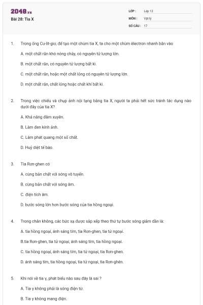 Bài 28: Tia X