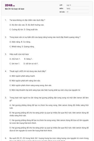 Bài 34: Sơ lược về laze