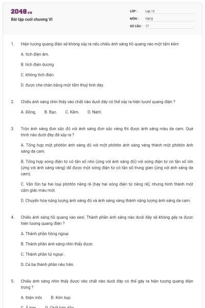 Bài tập cuối chương VI