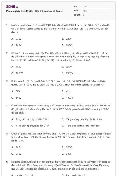 Phương pháp tính độ giảm điện thế cực hay có đáp án