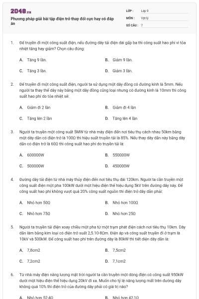 Phương pháp giải bài tập điện trở thay đổi cực hay có đáp án