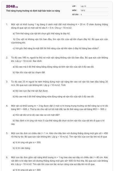 Thế năng trọng trường và định luật bảo toàn cơ năng