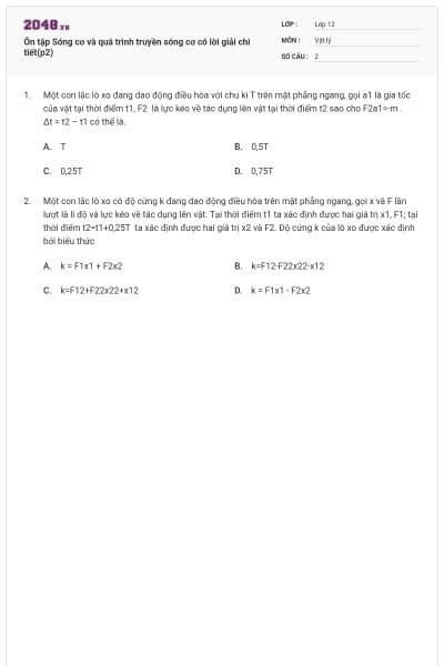 Ôn tập Sóng cơ và quá trình truyền sóng cơ có lời giải chi tiết(p2)