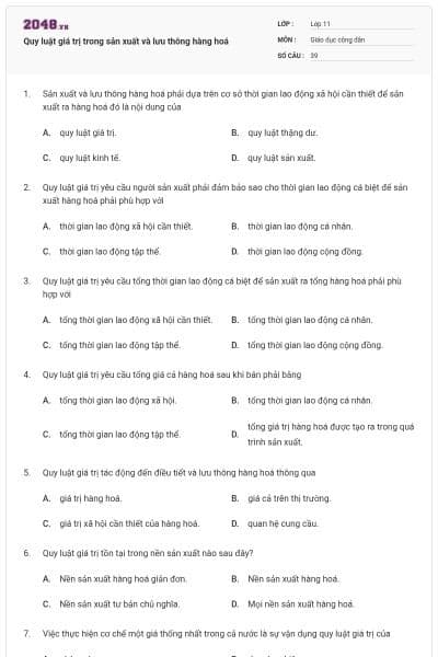 Quy luật giá trị trong sản xuất và lưu thông hàng hoá