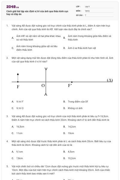 Cách giải bài tập xác định vị trí của ảnh qua thấu kính cực hay có đáp án