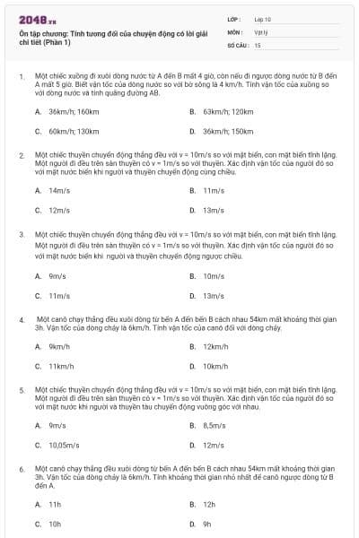 Ôn tập chương: Tính tương đối của chuyện động có lời giải chi tiết (Phần 1)