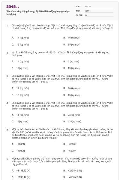 Xác định tổng động lượng, độ biến thiên động lượng và lực tác dụng