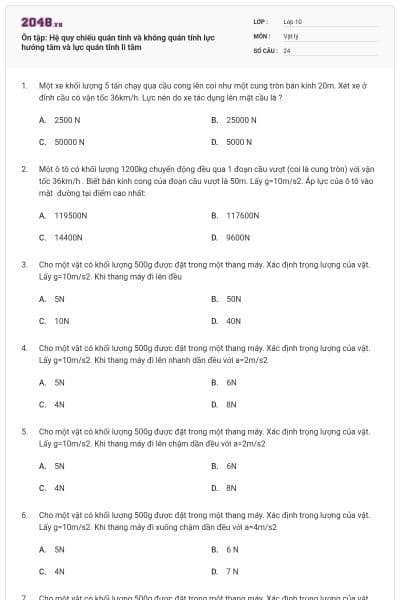 Ôn tập: Hệ quy chiếu quán tính và không quán tính lực hướng tâm và lực quán tính li tâm