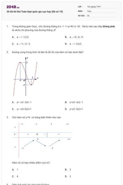 30 đề thi thử Toán thpt quốc gia cực hay (Đề số 10)