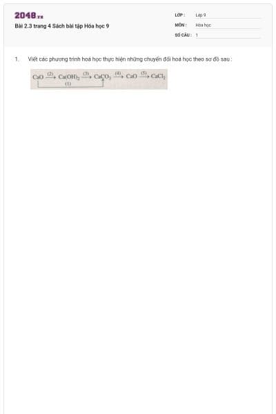 Bài 2.3 trang 4 Sách bài tập Hóa học 9