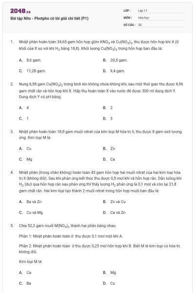 Bài tập Nito - Photpho có lời giải chi tiết (P1)