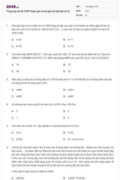 Tổng hợp đề thi THPT Quốc gia có lời giải chi tiết (Đề số 2)