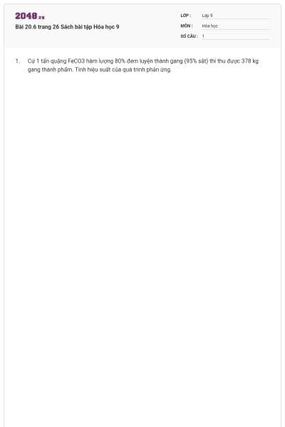 Bài 20.6 trang 26 Sách bài tập Hóa học 9