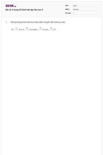 Bài 22.6 trang 28 Sách bài tập Hóa học 9