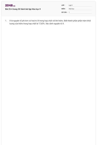Bài 25.4 trang 30 Sách bài tập Hóa học 9