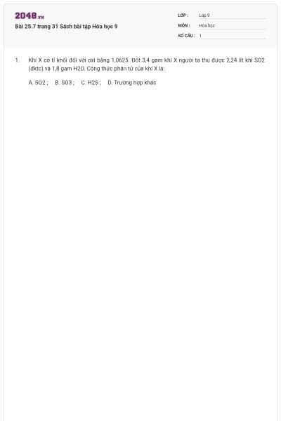 Bài 25.7 trang 31 Sách bài tập Hóa học 9