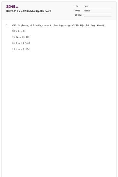 Bài 26.11 trang 32 Sách bài tập Hóa học 9