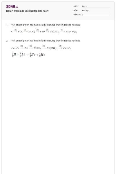 Bài 27.4 trang 33 Sách bài tập Hóa học 9