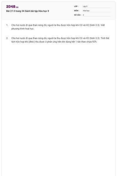 Bài 27.5 trang 34 Sách bài tập Hóa học 9