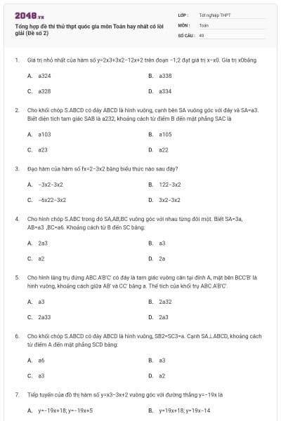 Tổng hợp đề thi thử thpt quóc gia môn Toán hay nhất có lời giải (Đề số 2)