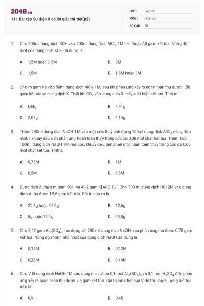 111 Bài tập Sự điện li có lời giải chi tiết(p2)
