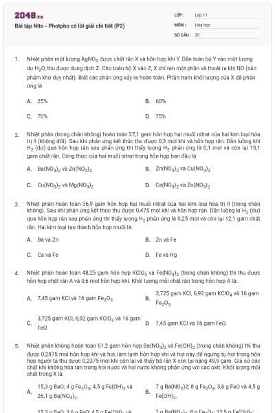 Bài tập Nito - Photpho có lời giải chi tiết (P2)