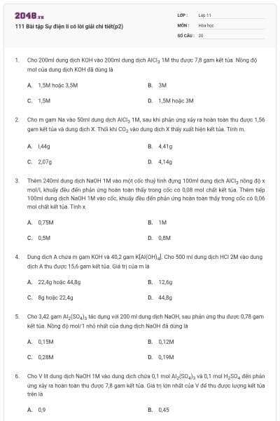 111 Bài tập Sự điện li có lời giải chi tiết(p2)