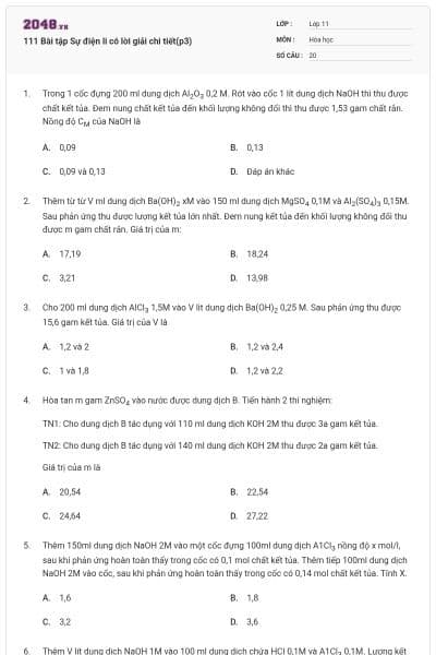 111 Bài tập Sự điện li có lời giải chi tiết(p3)