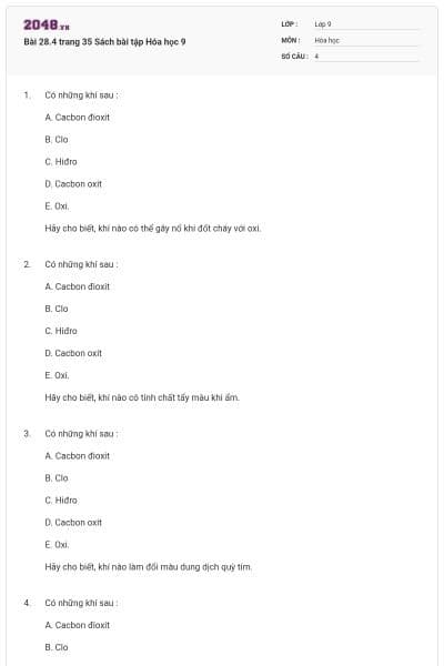 Bài 28.4 trang 35 Sách bài tập Hóa học 9