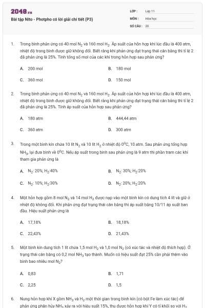 Bài tập Nito - Photpho có lời giải chi tiết (P3)