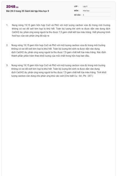 Bài 28.5 trang 35 Sách bài tập Hóa học 9