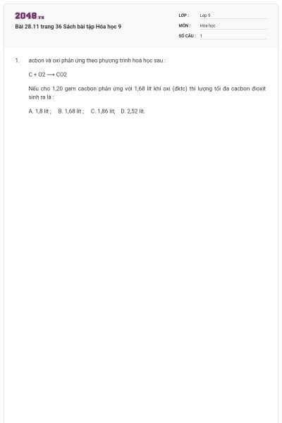 Bài 28.11 trang 36 Sách bài tập Hóa học 9